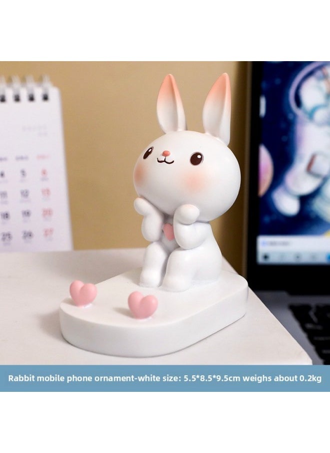 Generic Creative Cute Rabbit Mobile Phone Bracket Modern Living Room Home Wine Cabinet Office Desktop Children's Room Decorations Wholesale-Color:203a Light Color Rabbit  - Image 1
