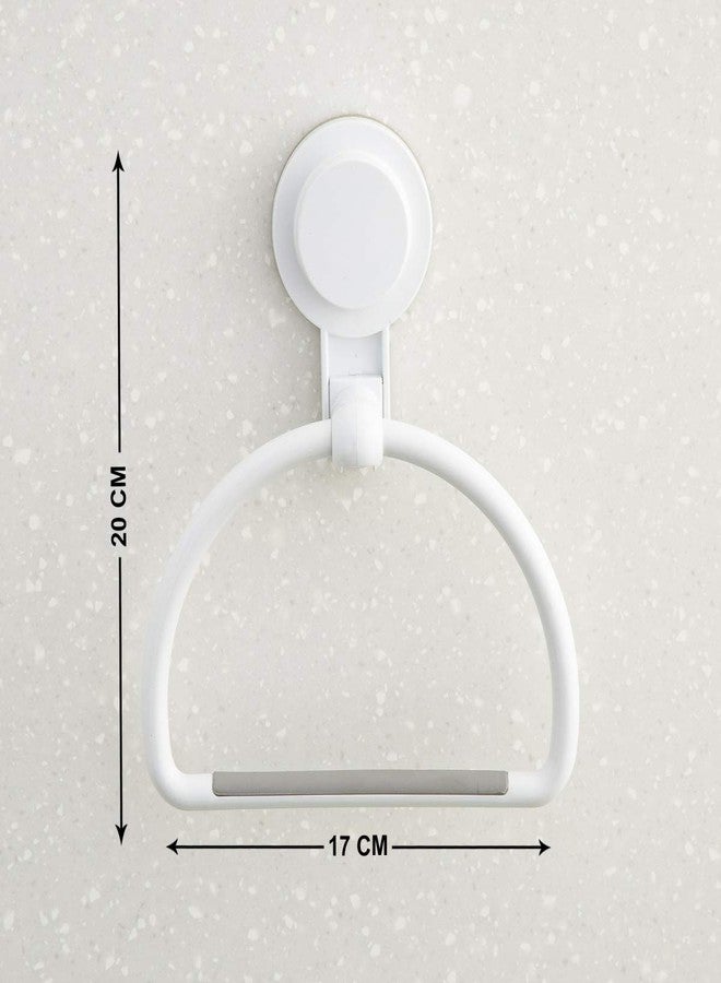Home Centre Orion Polypropylene Towel Ring with Suction Cup (White) - Image 2