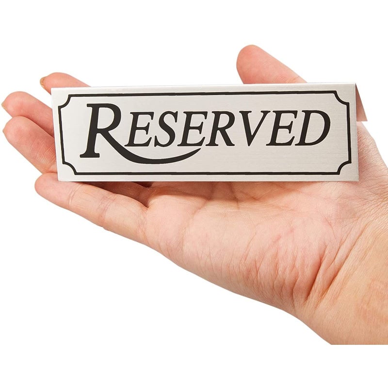 Juvale 12-Pack Small Metal Reserved Table Signs for Restaurants  Dinner Parties  Bridal Showers  and Wedding Banquets  Anniversaries  Etched Silver Design (4.7x1.5 in) - Image 4