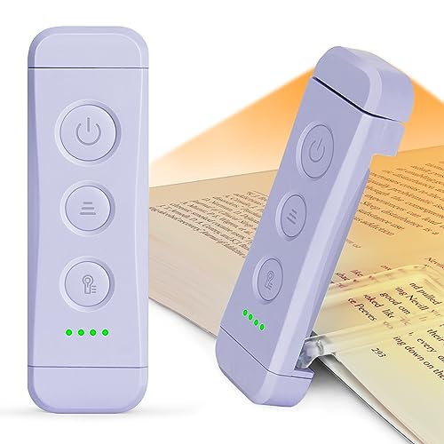 Glocusent USB Rechargeable Book Light for Reading in Bed, Portable Clip-on LED Reading Light, 3 Amber Colors & 5 Brightness Dimmable, Compact & Long Lasting, Perfect for Book Lovers, Kids - Image 1