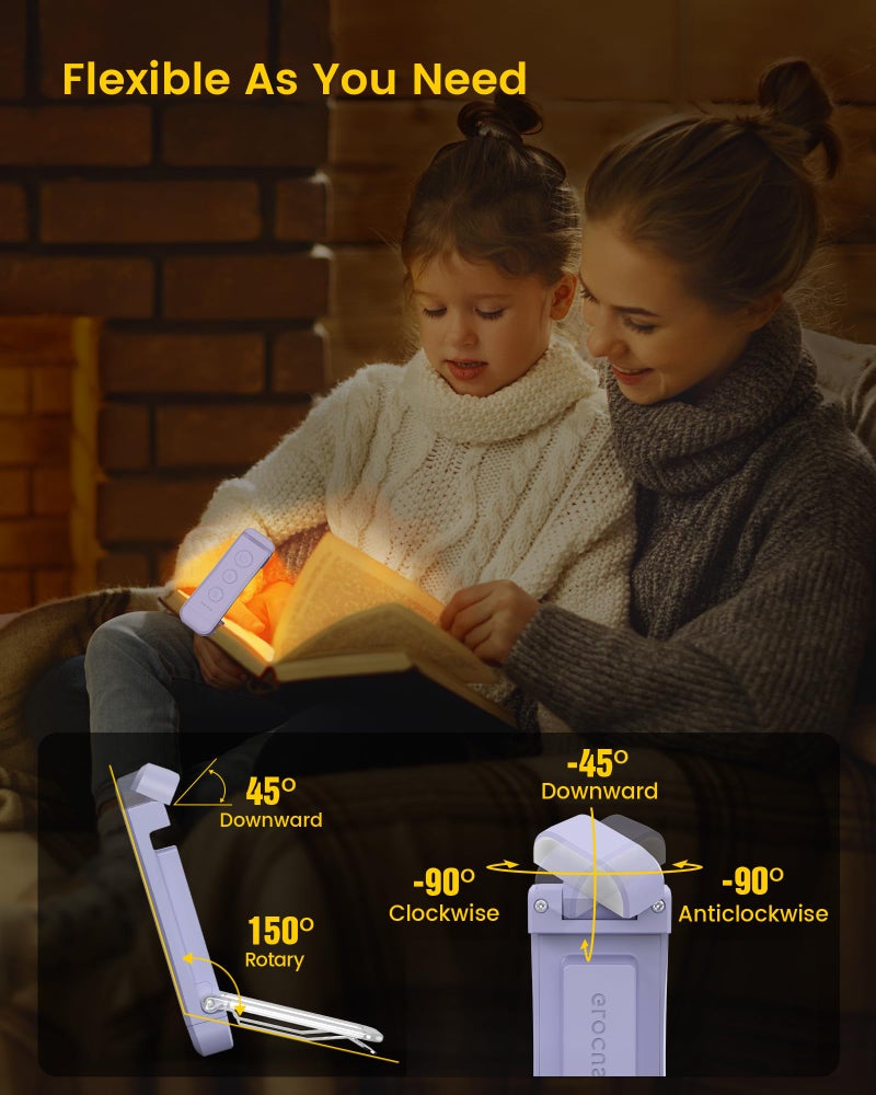 Glocusent USB Rechargeable Book Light for Reading in Bed, Portable Clip-on LED Reading Light, 3 Amber Colors & 5 Brightness Dimmable, Compact & Long Lasting, Perfect for Book Lovers, Kids - Image 5