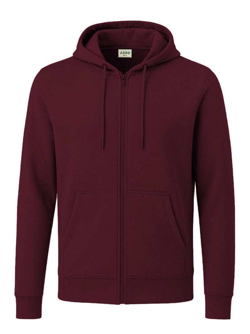 ADRO Men's Cotton Neck Hooded Sweatshirt (ZHH-24-PLN-MR-3XL_Maroon) - Image 1
