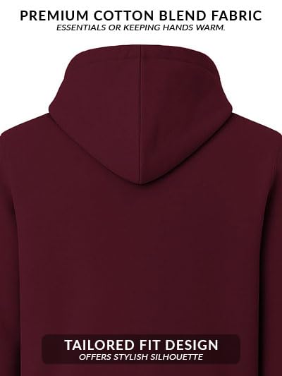 ADRO Men's Cotton Neck Hooded Sweatshirt (ZHH-24-PLN-MR-3XL_Maroon) - Image 4