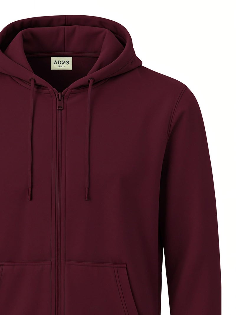 ADRO Men's Cotton Neck Hooded Sweatshirt (ZHH-24-PLN-MR-3XL_Maroon) - Image 3