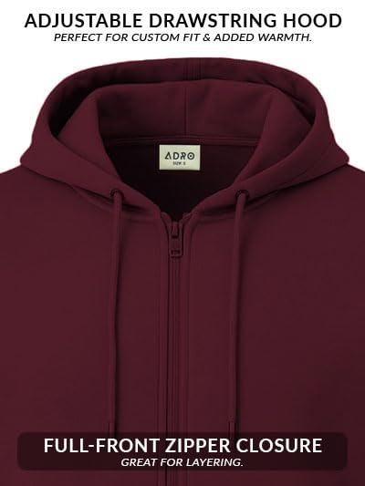 ADRO Men's Cotton Neck Hooded Sweatshirt (ZHH-24-PLN-MR-3XL_Maroon) - Image 5