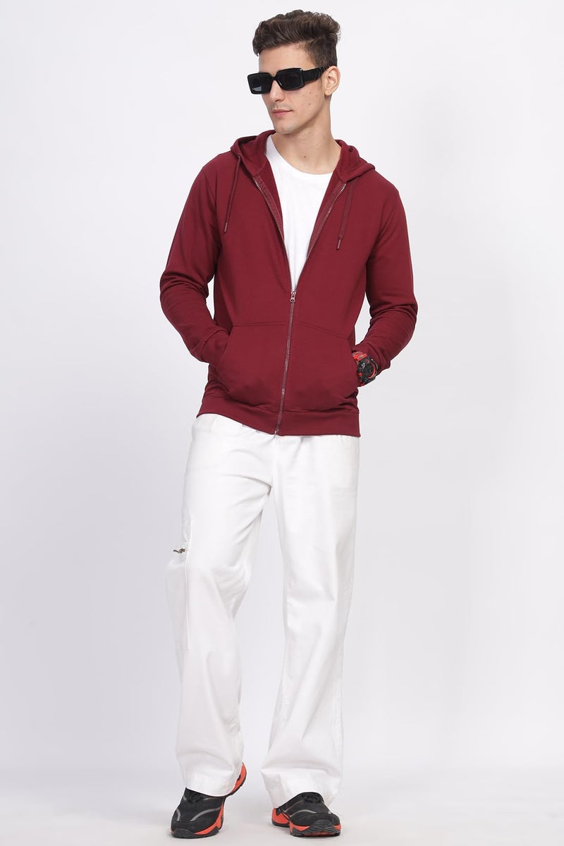 ADRO Men's Cotton Neck Hooded Sweatshirt (ZHH-24-PLN-MR-3XL_Maroon) - Image 2