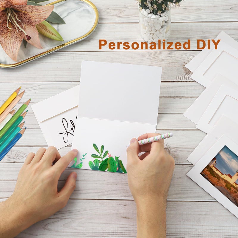 Silunkia 60 Packs White Photo Frame Cards with Envelopes for 5 x 7 Picture, Paper Picture Frames, Photo Folders with Self Seal Envelopes for Classroom DIY Birthday Christmas Wedding Postcards - Image 4