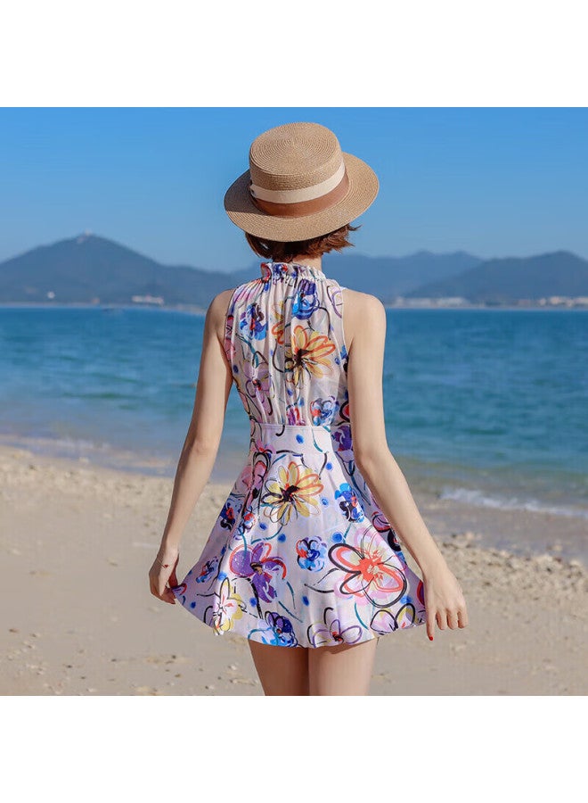 Skin-friendly Yifu Swimsuit For Women, Summer Conservative, Push-up For Small Chest, Tummy Control, Slimming, One-piece Style, Korean Ladies' Swimwear - Image 3