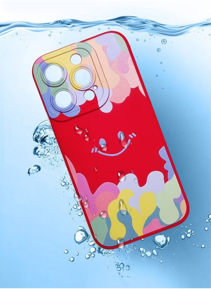 Smile Pattern Compatible With iPhone 15 Pro Cover Case With Silicone Slim Fit [Soft Anti-Scratch Microfiber Lining] Flexible TPU Shockproof Protective Back Cover Accessory