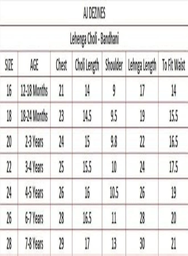 AJ DEZINES Kids Ethnic Wear Cotton Bandhani Print Sleeveless Lehenga Choli Set For Girls (Twister-G-LH02-PINK-16) - Image 3