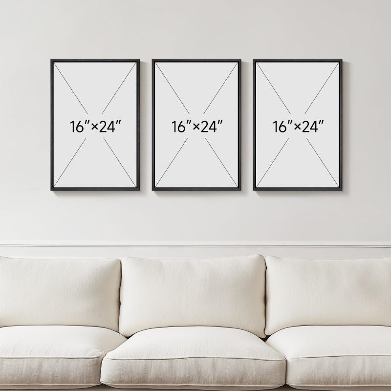Cuspin Framed Black and White Abstract Wall Art, 3 Piece Modern Canvas Prints Paintings Art for Walls, Minimalist Black White Abstract Pictures for Living Room Bedroom Dining Room Office Wall Decor 16x24 In - Image 3
