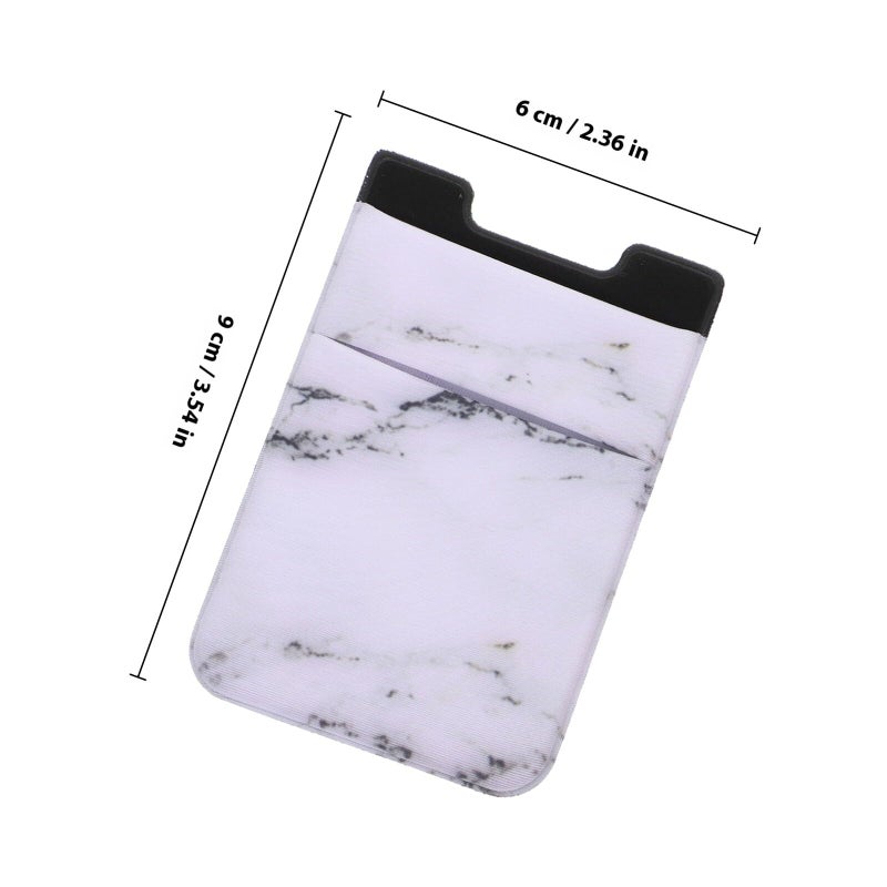 Adhesive Phone Back Wallet Card Holder 58x88mm White Crimson Marble Pattern - Image 3