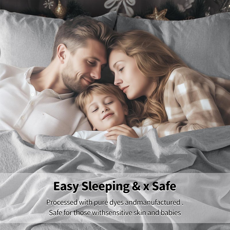 LBRO2M LBR02M 100% Linen Sheet Set California King Size  Bed Sheets 4 Piece Sets  Solid Color Natural Flax Bed Sheets Soft Breathable Bedding 16"" Deep Pocket All Season (Clifornia King  Grey)  - Image 5