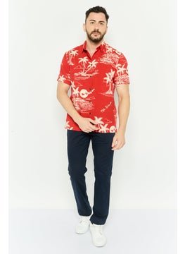 QUIKSILVER Men Regular Fit Allover Print Short Sleeve Casual Shirt, Red  - Image 2