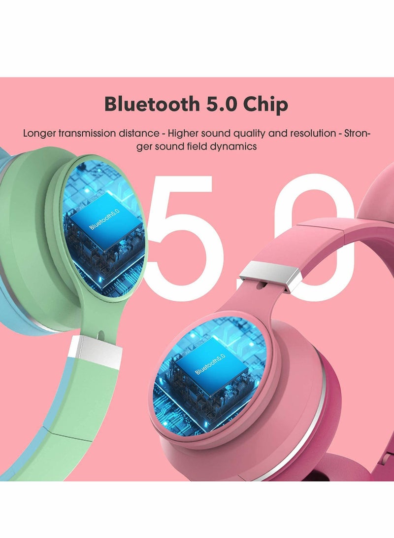 Y&D Cat Ear Kids Over-Ear Hearphones Stereo Wireless Headset with Mic Foldable Headphones - Image 3