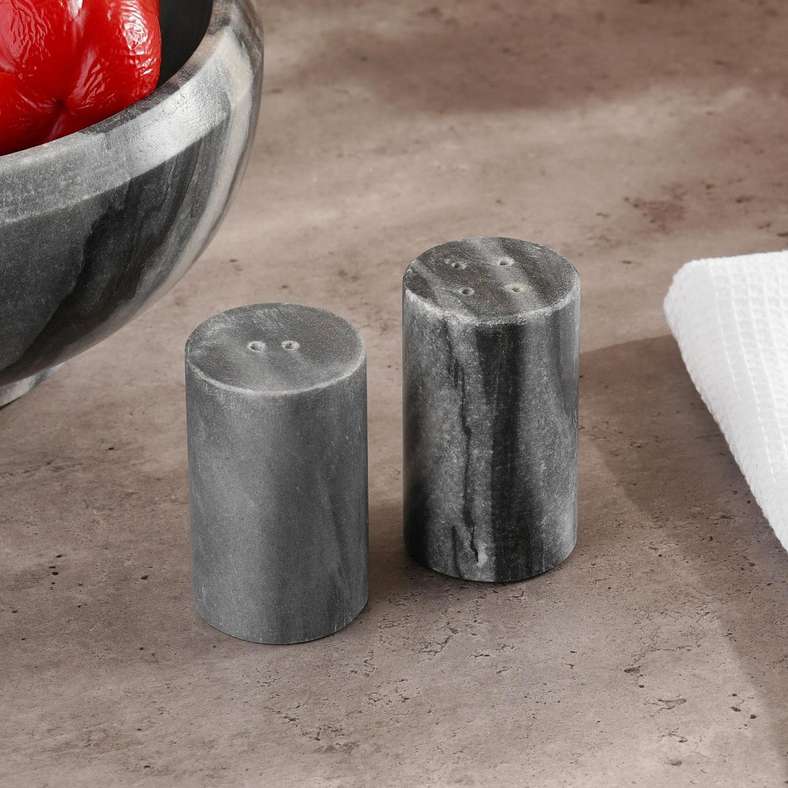 Pan Home Mison 2-Piece Marble Salt Pepper Shaker Dia4x9cm -Grey - Image 1