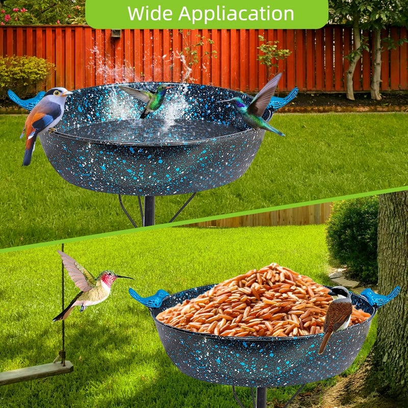 VEWOSTAR Outdoor Garden Bird Bath, Metal Birdbath with Stable Stakes Bird Feeders for Outdoor Yard Lawn Patio (3" Deep*35" Height) - Image 2