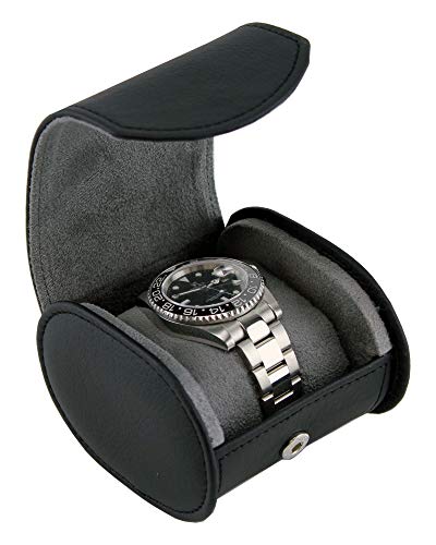 Heiden Travel Watch Case for Men - Black Leather Watch Box Roll - Great for Travel with Large Watches - Image 1