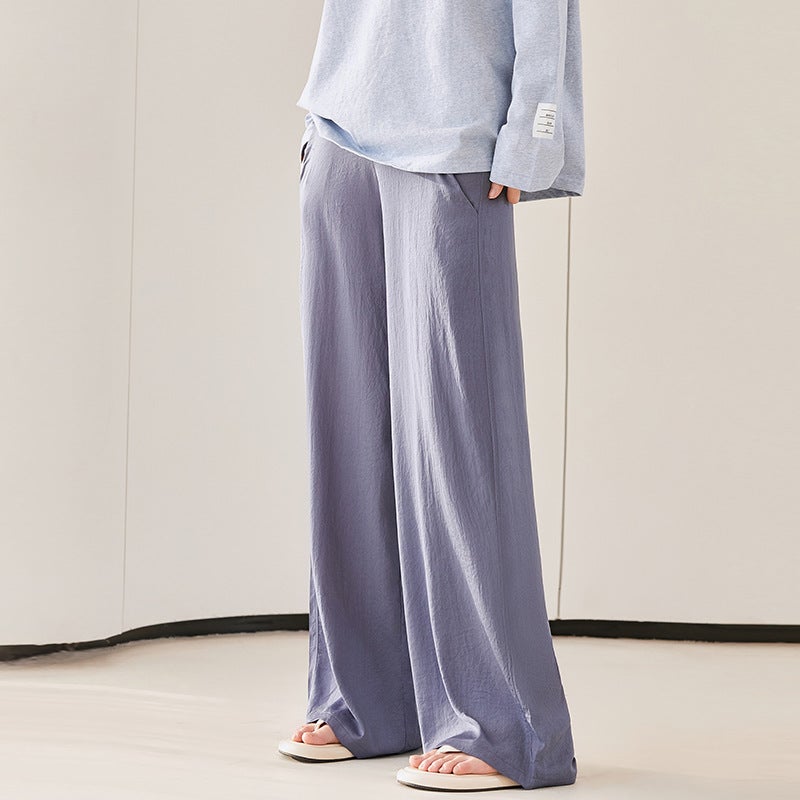 Pregnant Womens Casual Pants Exterior Wear Pregnant Womens Wide Leg Pants Spring and Summer Thin Piao Pu Spring Abdominal Pants Casual Pants Pregnant Womens Pants gray pink  - Image 4