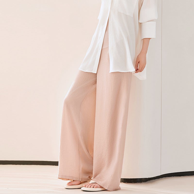 Pregnant Womens Casual Pants Exterior Wear Pregnant Womens Wide Leg Pants Spring and Summer Thin Piao Pu Spring Abdominal Pants Casual Pants Pregnant Womens Pants gray pink  - Image 1
