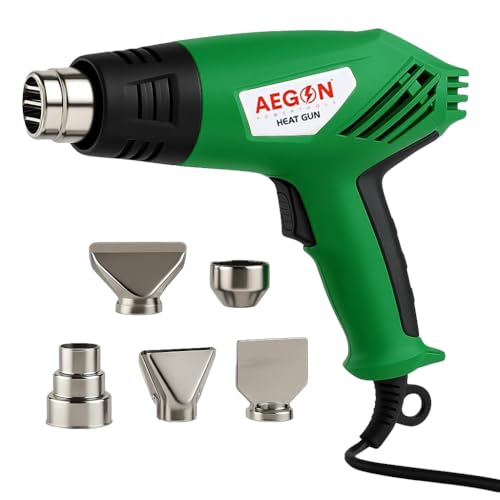 AEGON AHG-2000 2000W Professional Heat Gun with 5 Nozzles – Adjustable Temp 190°C-700°C, Dual Speed Airflow | Powerful Hot Air Gun for Shrink Wrapping, Paint Removal, Plastic Bending - Image 1