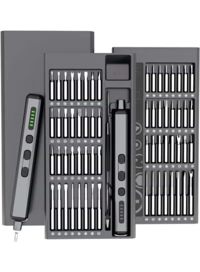 Precision Electric Screwdriver Set, 68-in-1 Rechargeable Portable Repair Tool Kit with Quick Charge, 5 Torque Settings & 4 LED Lights – Ideal for Cameras, Laptops & Watches (Gray) - Image 1