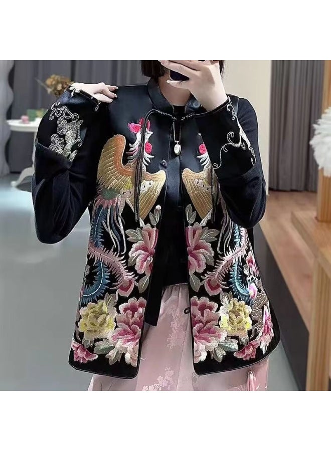 2024 Chinese Style Guofeng Heavy Industry Golden Phoenix Full Body Embroidery Vest Women's Spring And Summer Elegant Buckle Tang Suit Vest Women 