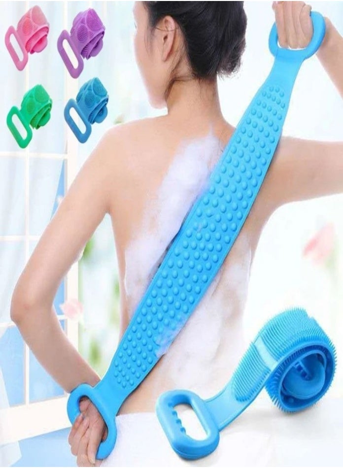 Long Silicone Back Scrubber For Shower, Back Cleaner, Silicone Shower Scrubber, Body Bath Brush, Exfoliating Loofah Brushes For Men and Women, Silicone Bath Scrubber, Double Sided (Color may very) - Image 1