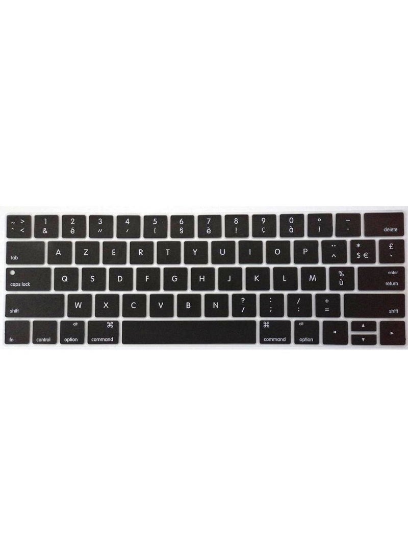 AMM US Layout French AZERTY English Keyboard Cover Compatible for MacBook Pro 13 and 15-inch with Touch Bar Model A2159 A1989 A1990 A1706 A1707 Release 2019 2018 2017 2016 Black - Image 1
