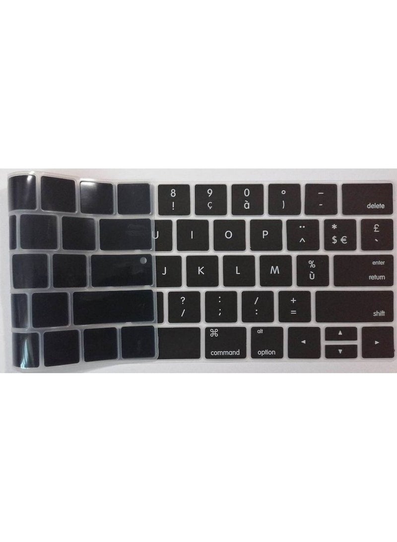 AMM US Layout French AZERTY English Keyboard Cover Compatible for MacBook Pro 13 and 15-inch with Touch Bar Model A2159 A1989 A1990 A1706 A1707 Release 2019 2018 2017 2016 Black - Image 3