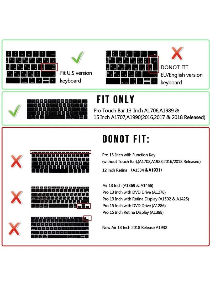 AMM US Layout French AZERTY English Keyboard Cover Compatible for MacBook Pro 13 and 15-inch with Touch Bar Model A2159 A1989 A1990 A1706 A1707 Release 2019 2018 2017 2016 Black - Image 2