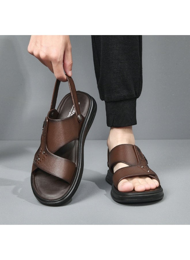 NIBEMINENT Summer  Men's Casual Beach Sandals Anti-Slip Leisure Shoes Middle-Aged And Elderly Dad Style Two-Use Sandals  - Image 2