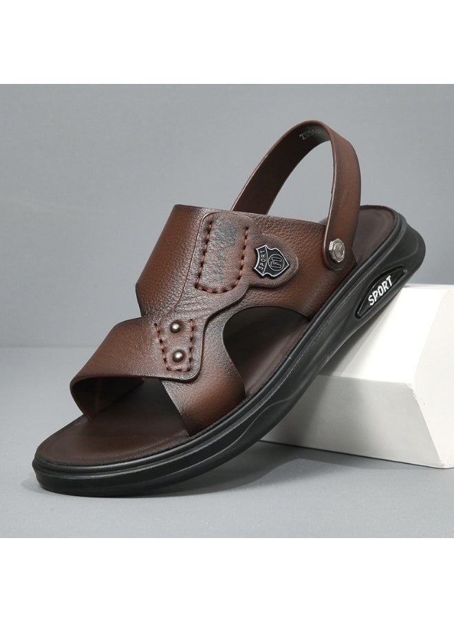 NIBEMINENT Summer  Men's Casual Beach Sandals Anti-Slip Leisure Shoes Middle-Aged And Elderly Dad Style Two-Use Sandals  - Image 1