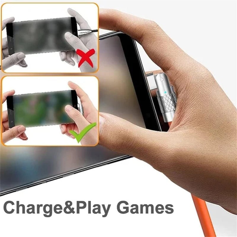 woobles 180° Rotating Fast Charge Cable, 1.8m USB Cable Charging Fast Charge Cable, Flexible Rotary Connector for Type-c, for iPhone, for Micro-USB, for Home, Office, Car (1.8m-Orange,for Type-C) 1.8m-Orange for Type-C - Image 4