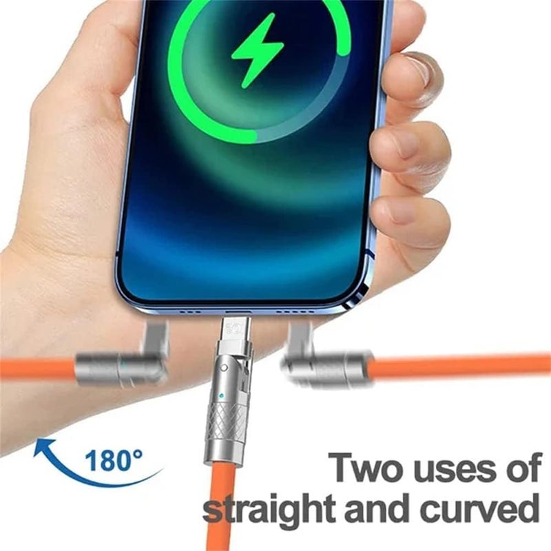 woobles 180° Rotating Fast Charge Cable, 1.8m USB Cable Charging Fast Charge Cable, Flexible Rotary Connector for Type-c, for iPhone, for Micro-USB, for Home, Office, Car (1.8m-Orange,for Type-C) 1.8m-Orange for Type-C - Image 3
