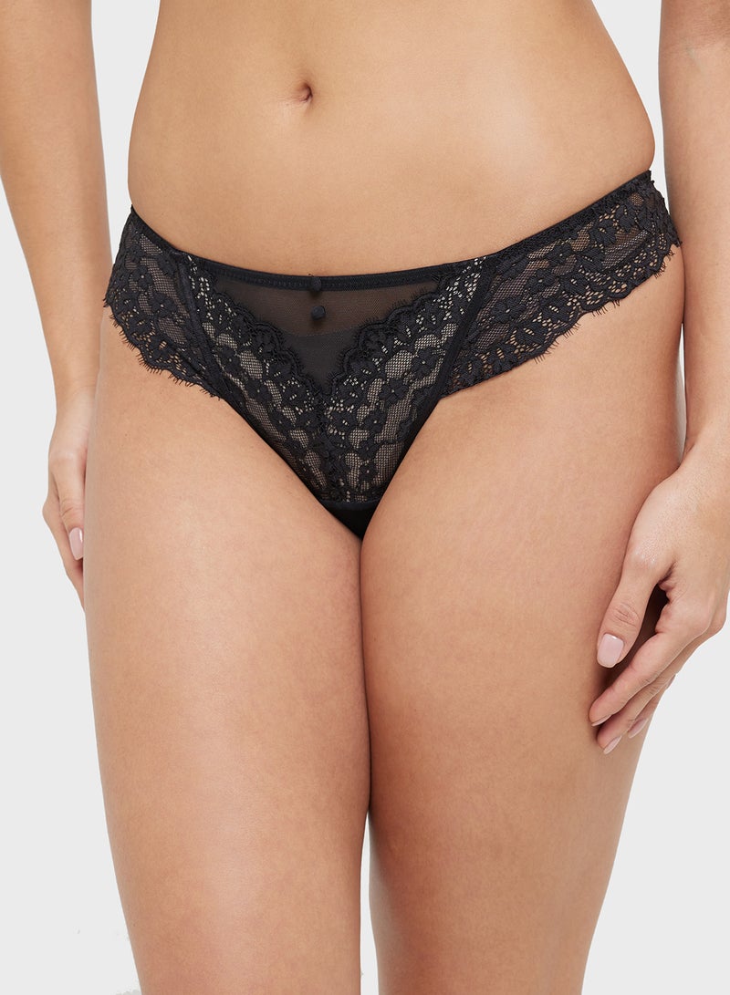 hunkemoller Lace Detail High Waist Thong - Image 2