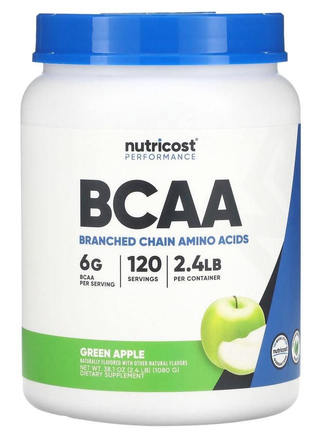 Nutricost Performance BCAA Green Apple 2.4 lb (1080 g) - Image 1
