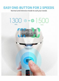 KASTWAVE Electric Foot File, Rechargeable Waterproof Feet Hard Skin Remover Foot with 3 Replacement Rollers and 2 Speeds, Battery Display Dry Dead Skin Remover feet For Foot Care  - Image 5