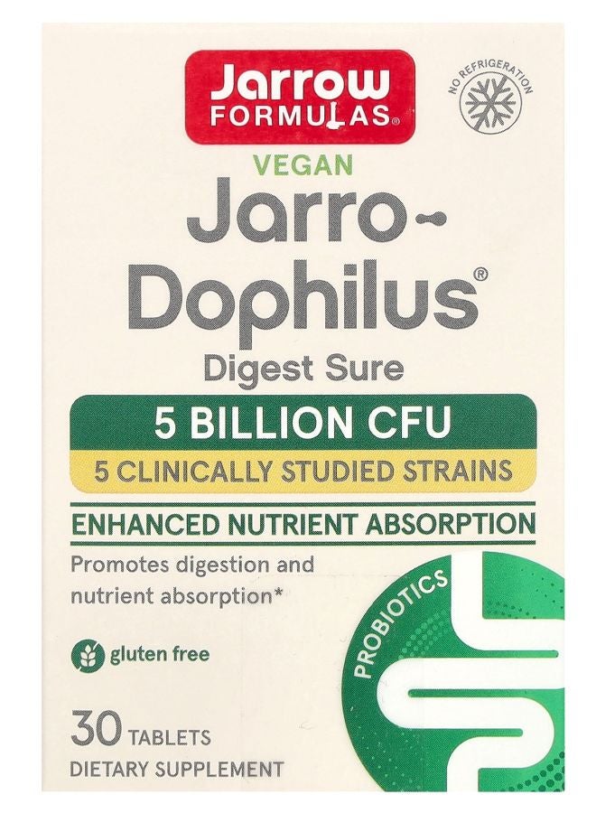 jarrow formulas Vegan Jarro-Dophilus Digest Sure 5 Billion CFU 30 Tablets