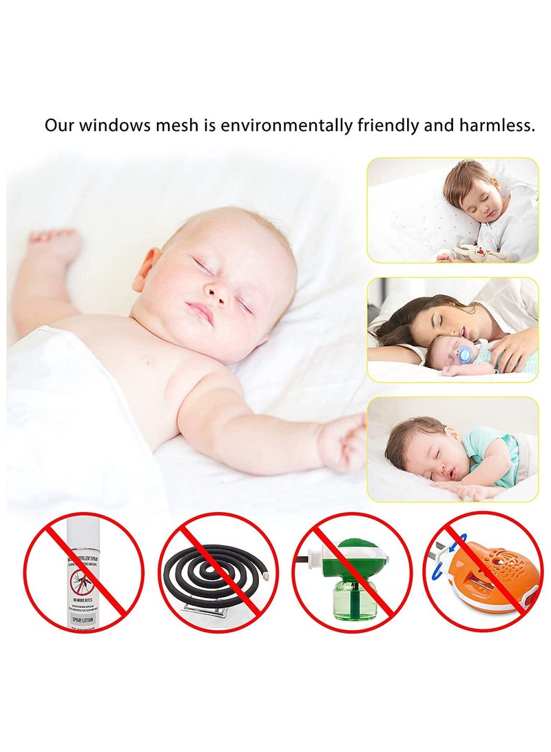 4 Packs Fly Screen Nets for Window DIY Self-Adhesive Mesh with Rolls White Tapes Washable and Reusable Block Mosquitoes Flies Bugs Enter 1.3M x 1.5M - Image 5