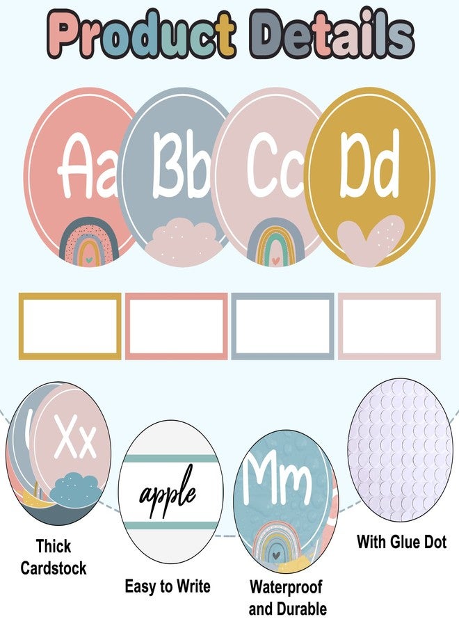 BelleAngle 126pcs Word Wall Bulletin Board Set Boho Rainbow Alphabet Education Posters Word Wall Letters for Classroom Decoration Supplies - Image 3