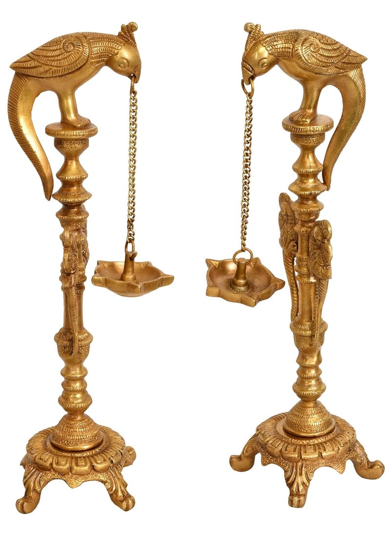 Aone Aone India Brass Parrot Hanging Lamp Diya Diwali Lamp Diwali Puja Deepak Deepam Height 12 Inch 