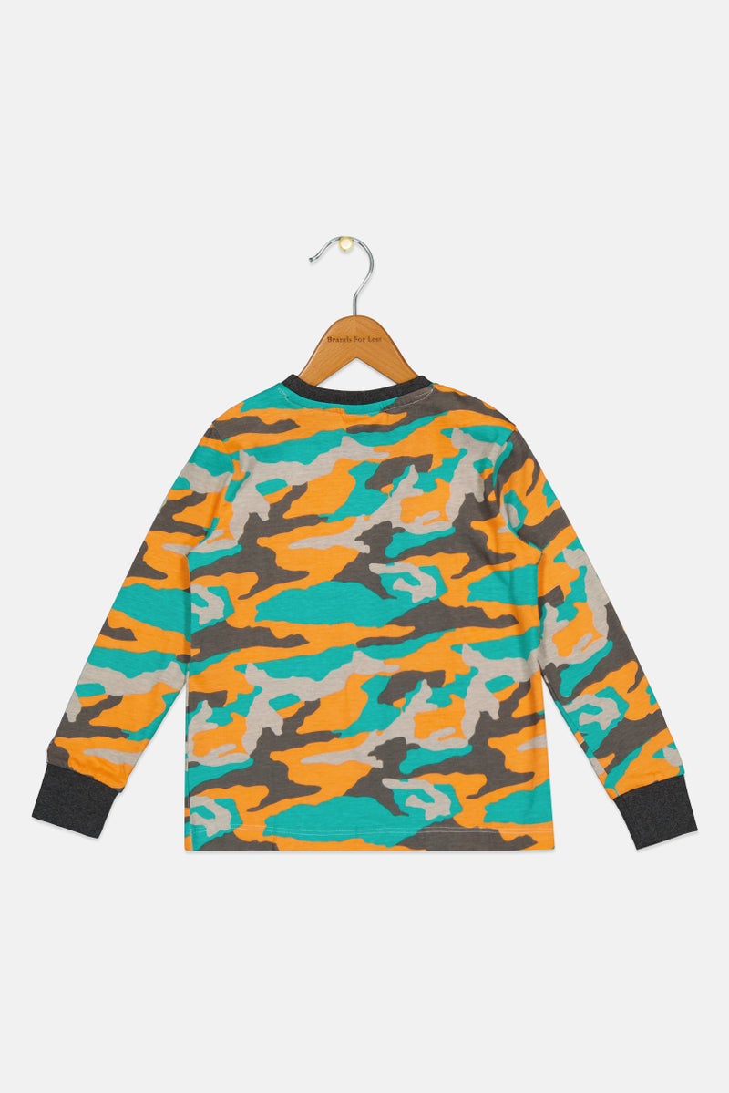 Hamleys Toddlers Boy Crew Neck Long Sleeve Camouflage T-Shirt, Multicolor - Image 2