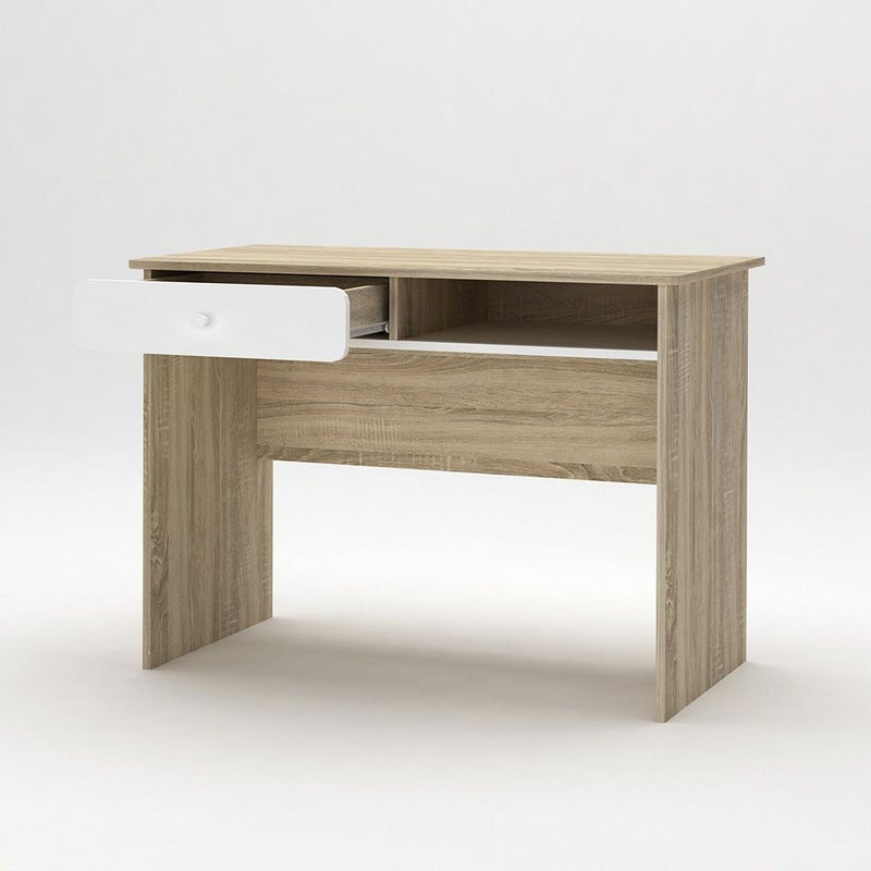 DANUBE HOME Kinder Study Desk With 1 Drawer | Arts And Crafts Desk | Modern Wooden Kids Table L100xW50xH73cm - White & Sonoma Oak - Image 4