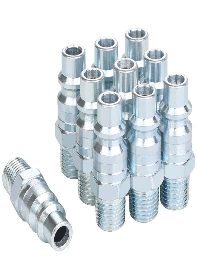 JOROY 3/8 High Flow Air Hose Fittings, Industrial M-Type Plug, 3/8 Inch High Flow Size, 1/4 Inch Male Threads Size, Steel Material, 300PSI, 10 Pieces Air Compressor Accessories - Image 1
