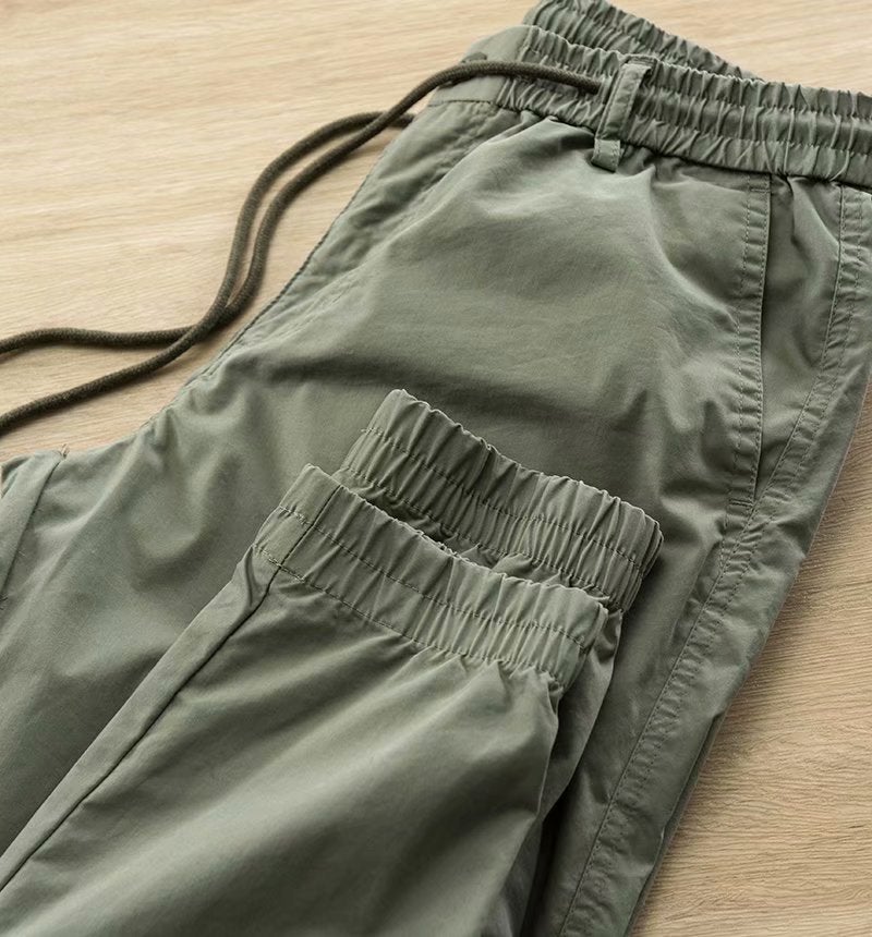 Autumn Mens Korean Colorblock Slim Joggers Khaki - Image 5