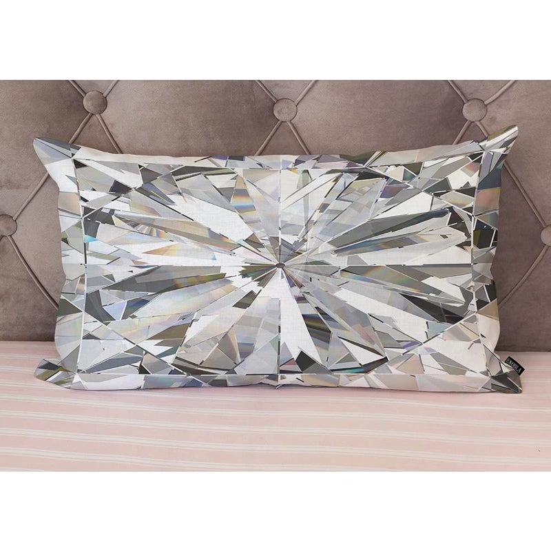 EKOBLA Diamond Crystal Oblong Throw Pillow Covers Abstract Bling 3D Modern Geometric Glass Triangle Shiny Glow Decorative Cushion Cases for Couch Sofa Bedroom Cotton Linen 12x20 Inches - Image 4
