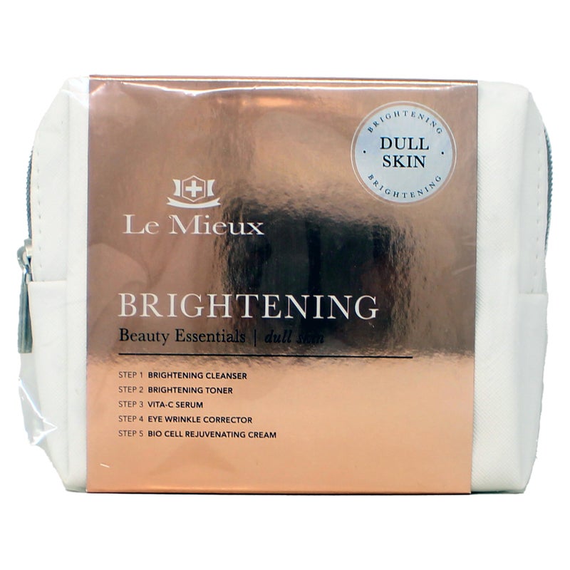 Le Mieux Beauty Essentials for Dull Skin 5Piece Skincare Set Illuminating Cleanser Toner Vitamin C Serum Eye Wrinkle Corrector and Bio Cell Rejuvenating Cream for Face