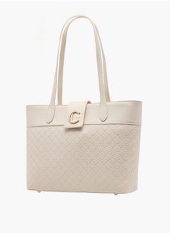 Le Confort Women's Monogram Embossed Tote Bag with Double Handle and Zip Closure  - Image 2
