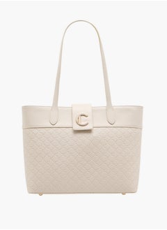 Le Confort Women's Monogram Embossed Tote Bag with Double Handle and Zip Closure  - Image 1